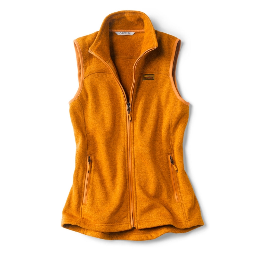 Orvis Recycled Sweater Knit Fleece Vest Harvest Gold